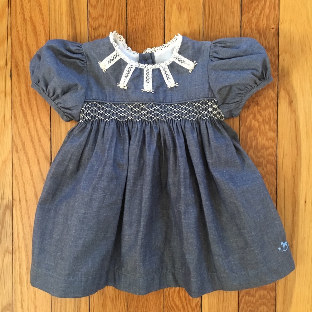 12 Months Baby Blu Pony Chambray Dress